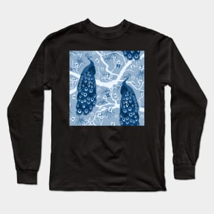 Peacocks in classic blue - Pantone color of the year 2020 Long Sleeve T-Shirt